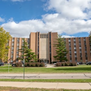 Holden Hall exterior on a bright summer day.