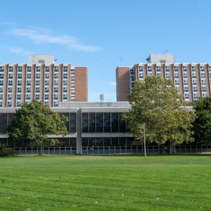 Hubbard Hall exterior on a bright summer day.