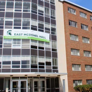 McDonel Hall exterior on a bright summer day.