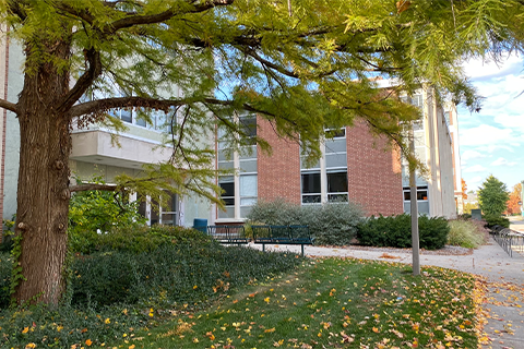 An entrance to Bessey Hall on MSU's campus