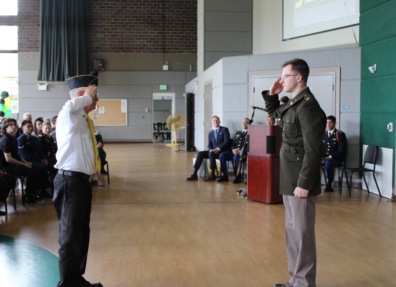 Cadet saluting during commissioning