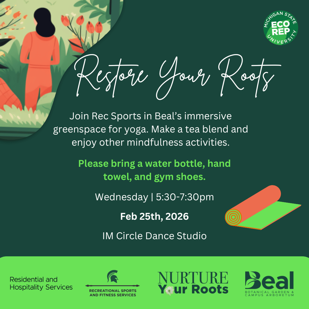 green promotional graphic for Restore Your Roots containing event information