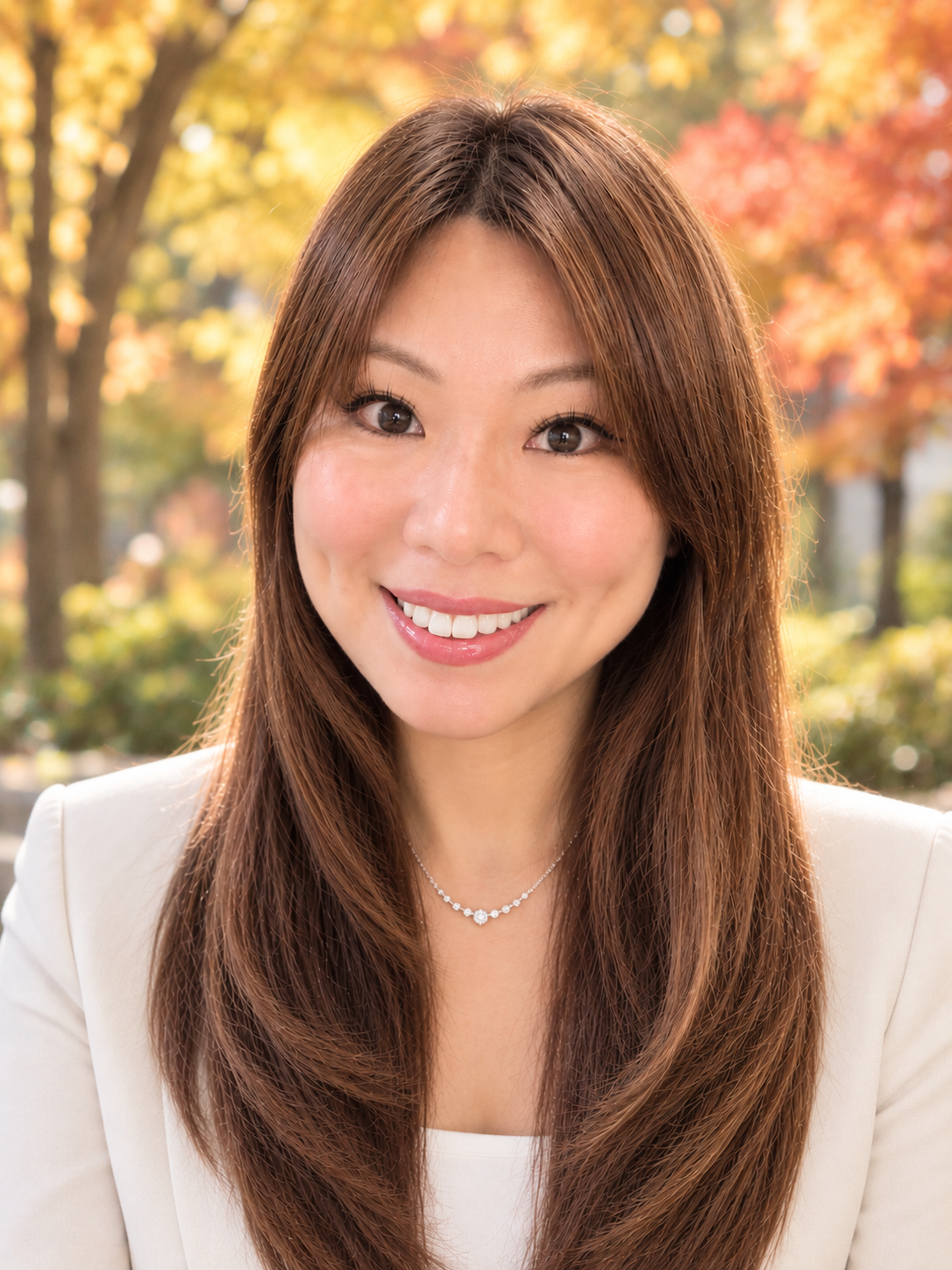 Headshot of Dr. Carrie Li in front of nature background.