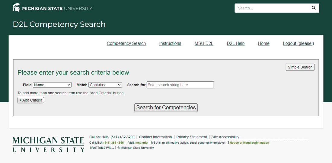 D2L Competency Search