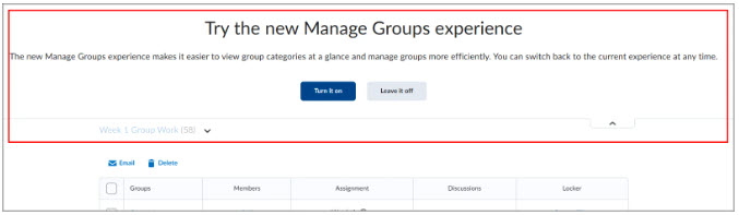 Manage Groups opt in