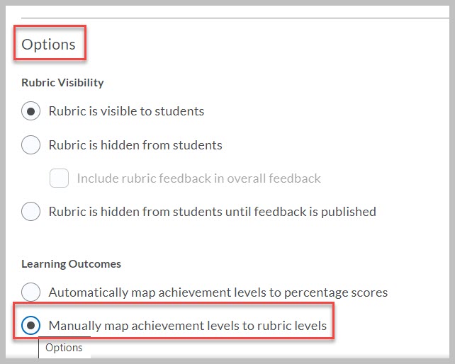 Standards-rubric-options