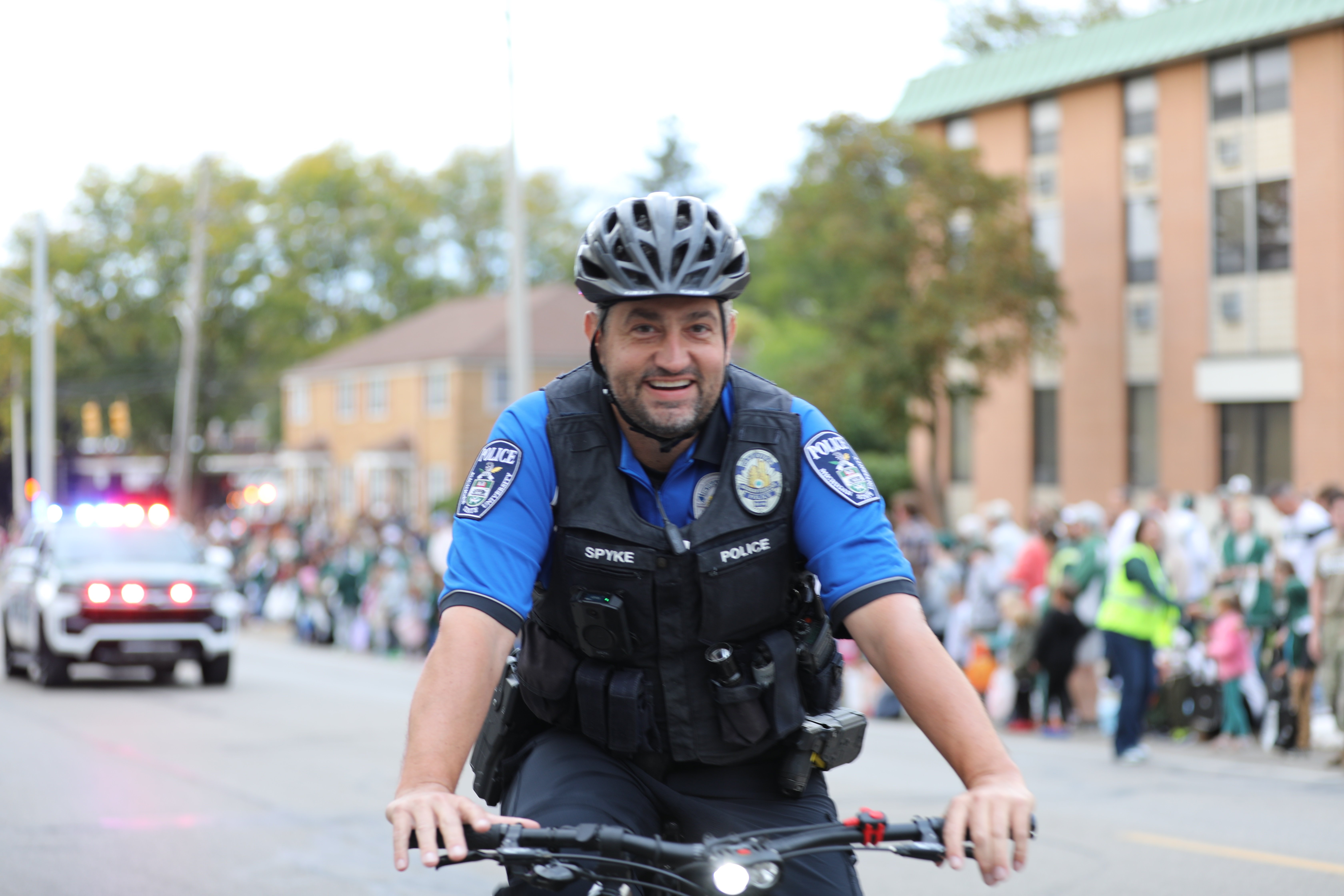 Officer Nick Spyke on police bike