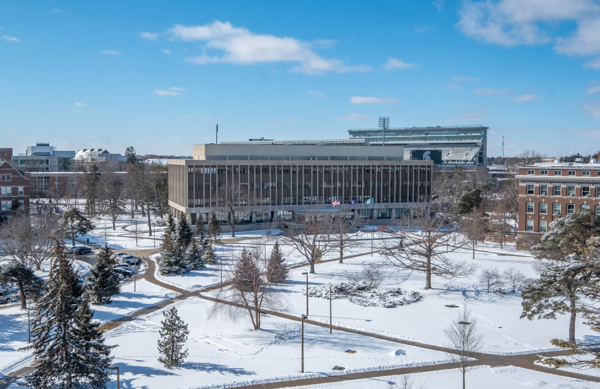 Winter view of Hannah building