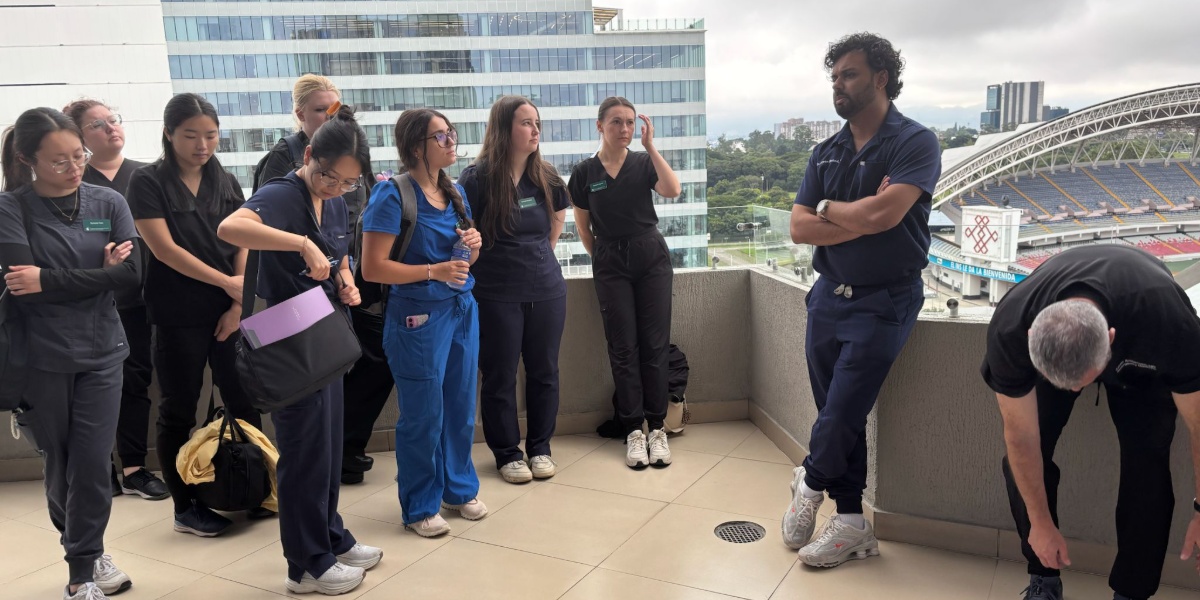 MSU College of Osteopathic Medicine students attending a rotation briefing with Global Health Studies faculty Dr. Arpon Shahed.