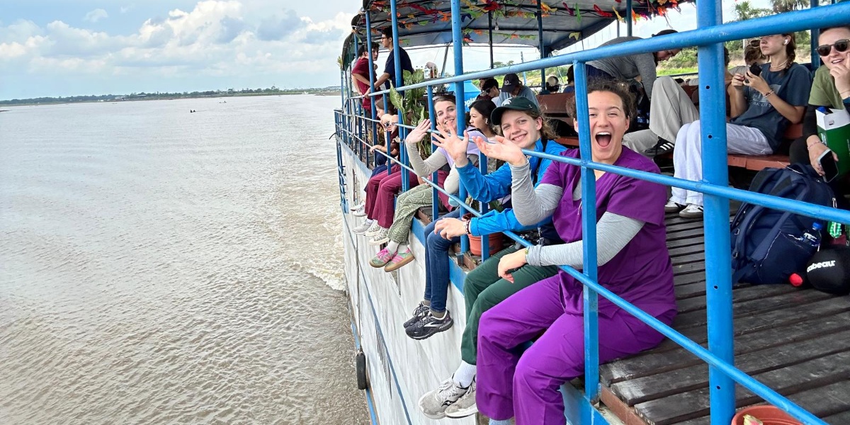 MSU College of Osteopathic Medicine students on the Amazon Queen mobile care boat in the Amazon River.