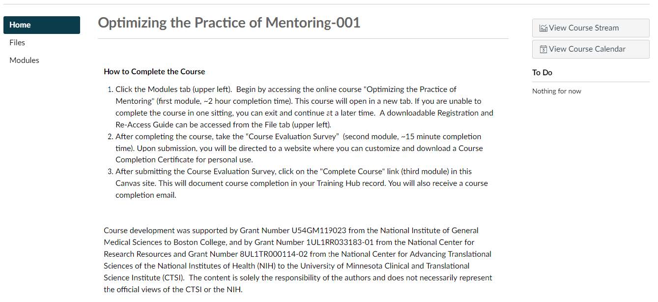 A screenshot of the module, showing introductory language.