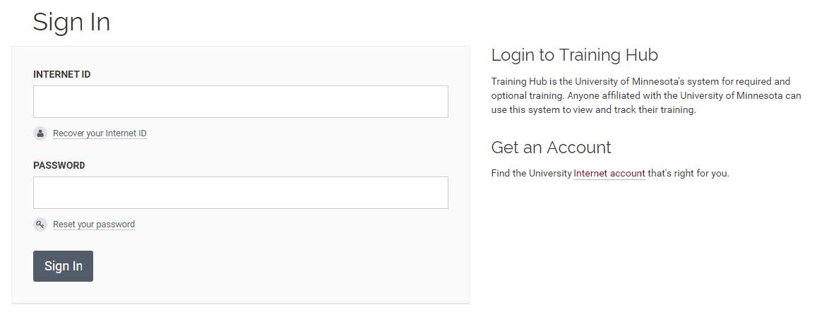 A screenshot of the sign in page, showing fields on the lefthand side.
