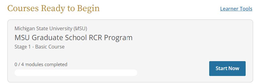 A screenshot of the home page of the RECR Program module.