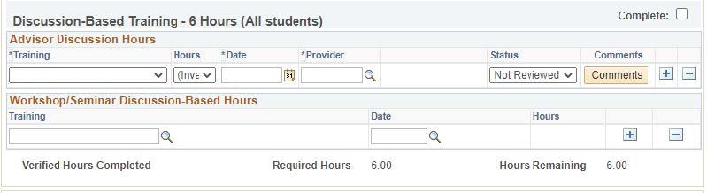 A screenshot of the two components of discussion-based training.
