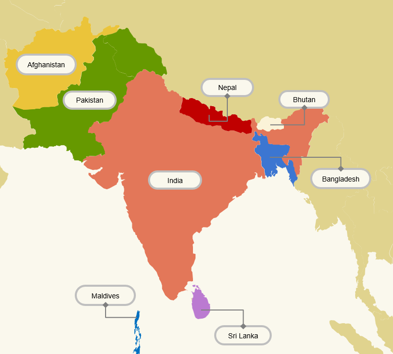 map of south asia