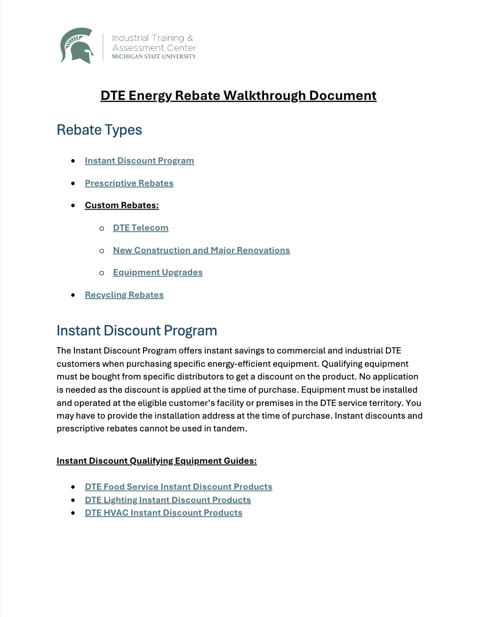 DTE Rebate Walkthrough