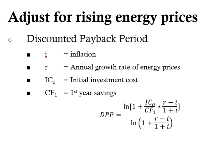 Adjusting for rising energy prices equation
