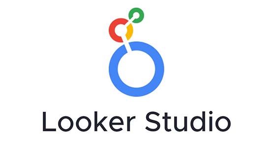 The logo for Google's Looker Studio, featuring blue, red, yellow and green rings connected by a white line.