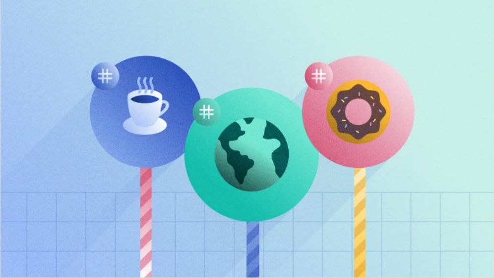 An illustration of coffee mug, globe and donut icons on lollipop charts.