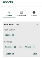The Save button appears on the bottom of the Applied Filters panel.