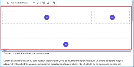 The grid placeholder areas on a page with a two-thirds sublayout component