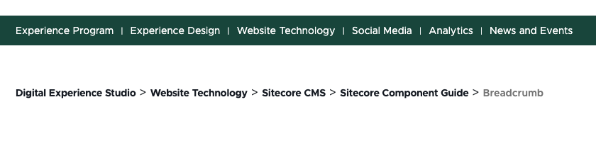 The Breadcrumb navigation appears below the main navigation bar. In this example, the breadcrumb trail reads