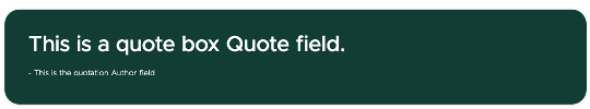 Screenshot of example quote with a green background and white placeholder text.