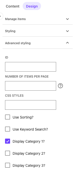 Checkbox to enable category filter 1