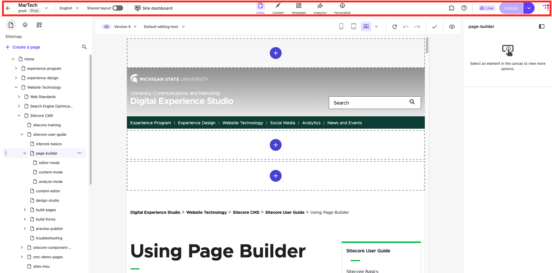 The global toolbar is outlined in red