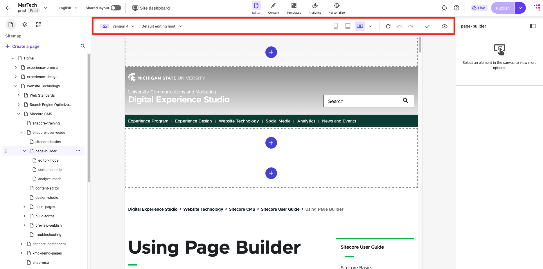 The local toolbar is outlined in red.