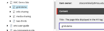 Screenshot showing the page title field in Content Editor