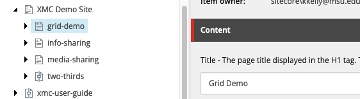 Screenshot showing the page title field in Content Editor