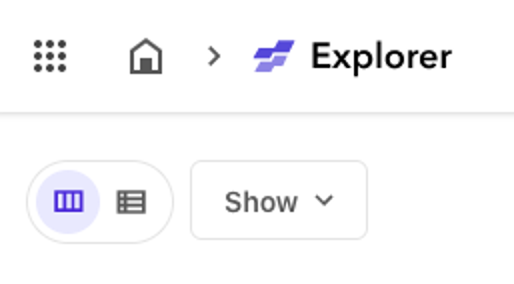 A screenshot of the toggle between column and table views.