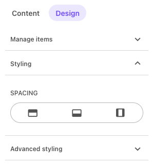 Component spacing options are shown