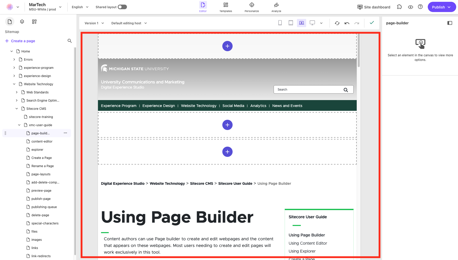 The Edit canvas area is outlined in red