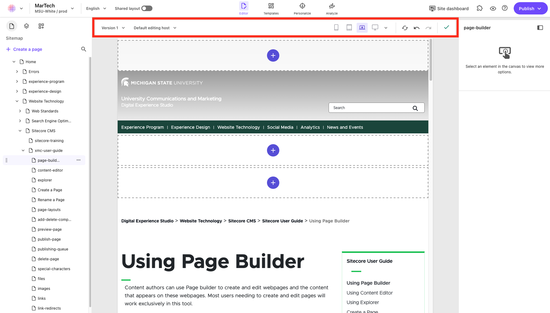 The local toolbar is outlined in red.