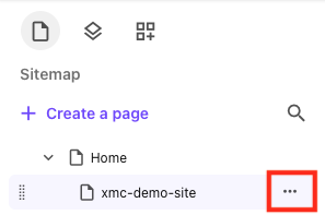 The elipses menu icon next to the page name is outlined in red.