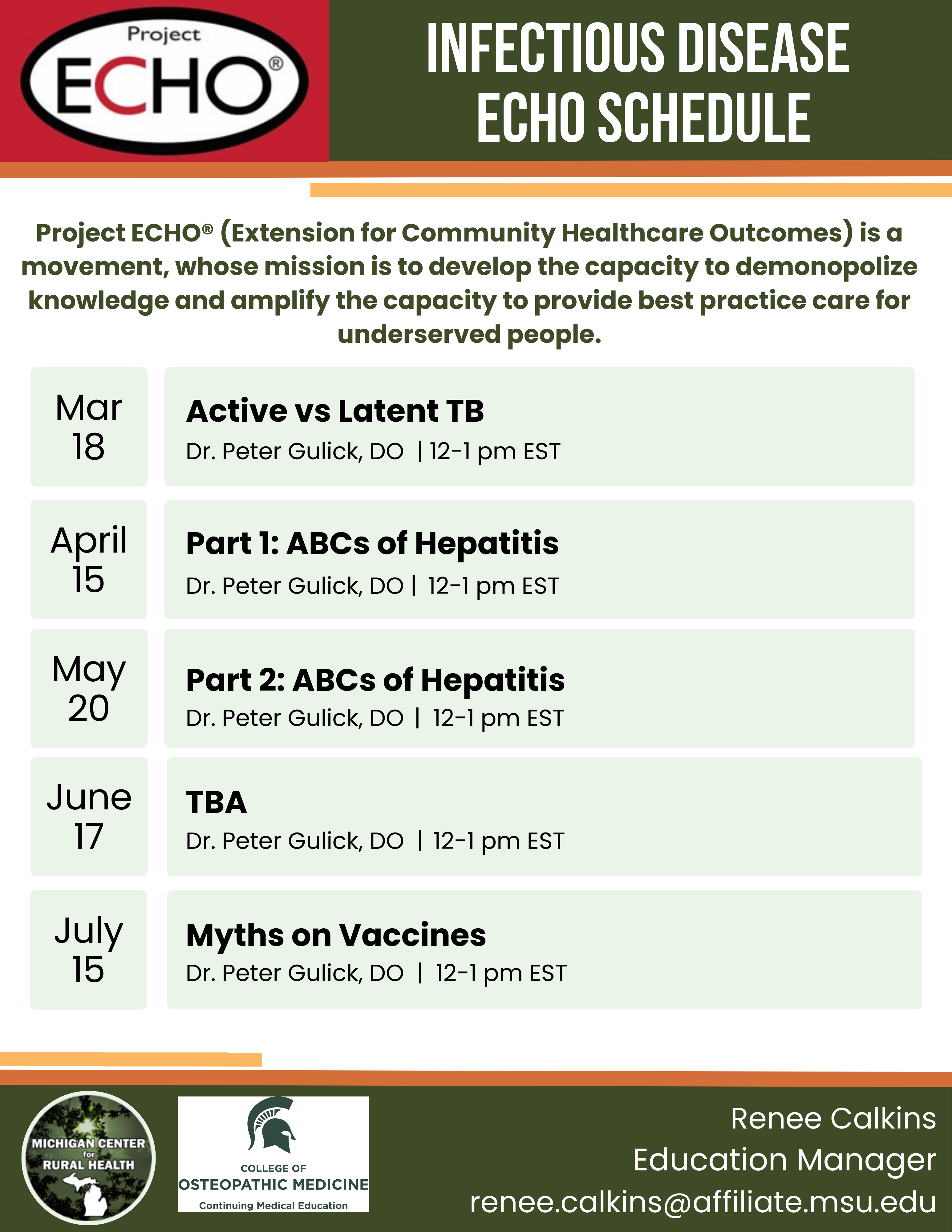 2026 nfectious Disease ECHO Schedule