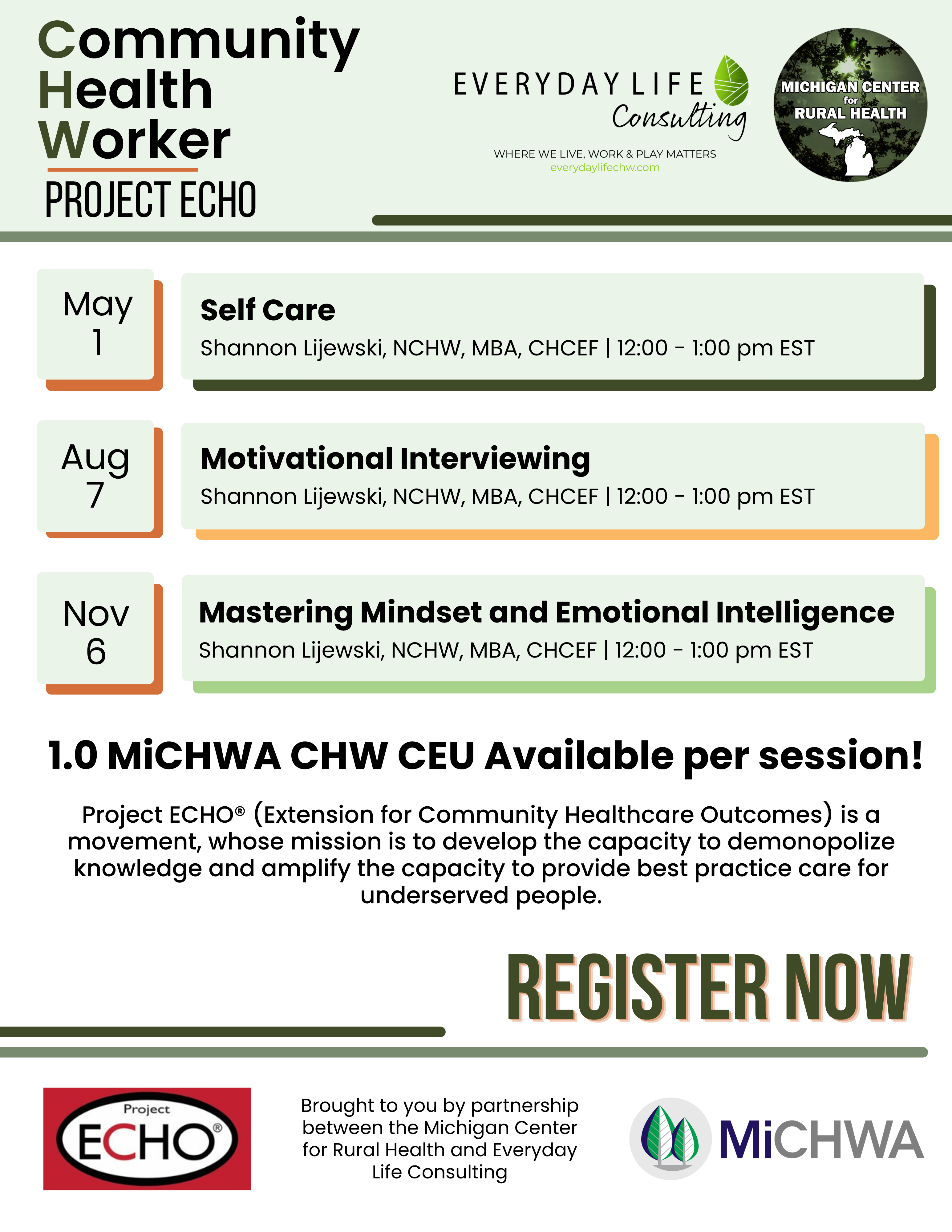 2026 CHW ECHO Schedule