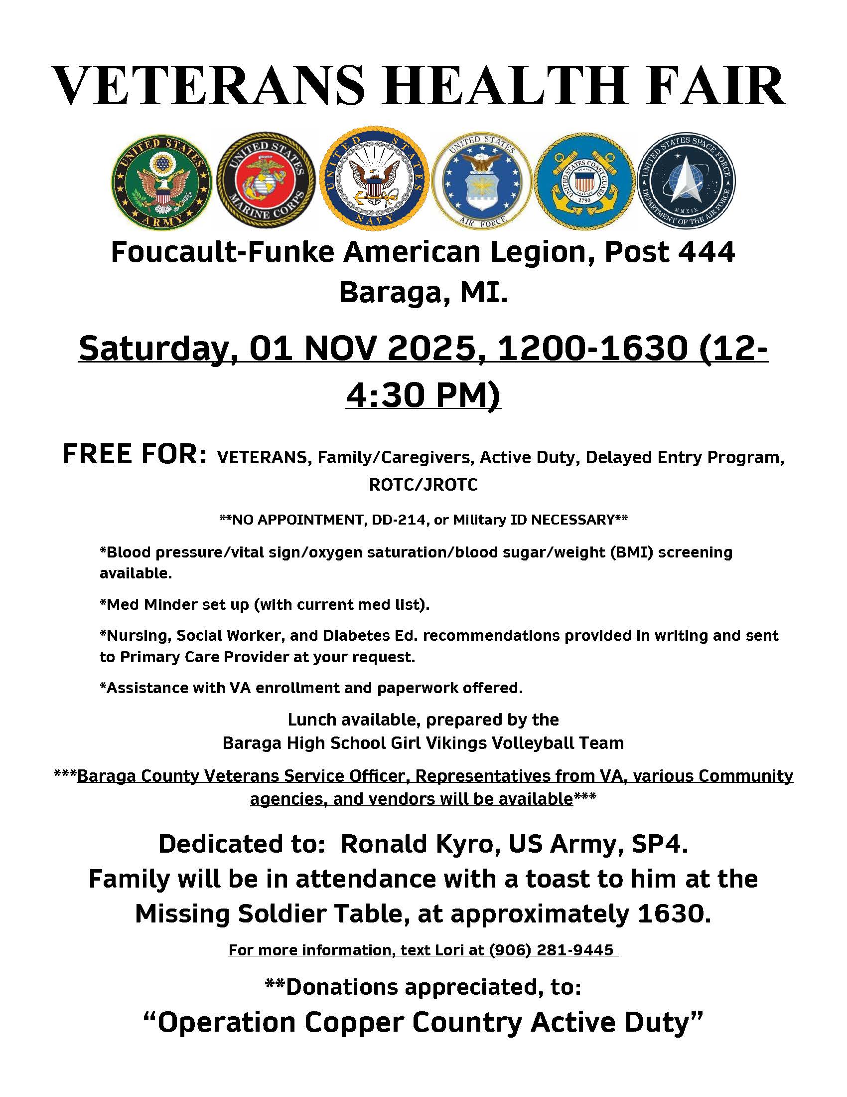 Baraga Health Fair Nov 1