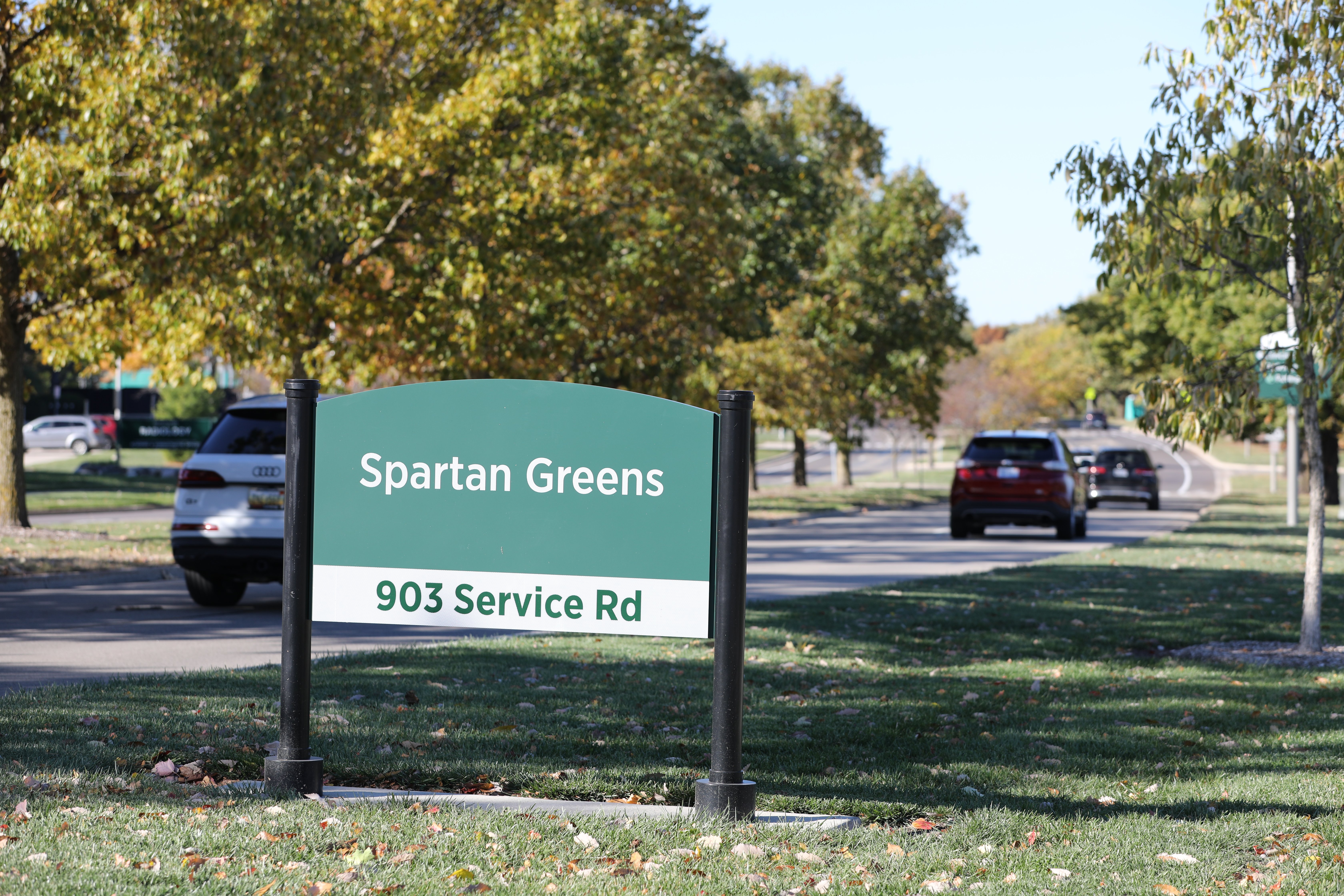 Spartan Greens address sign