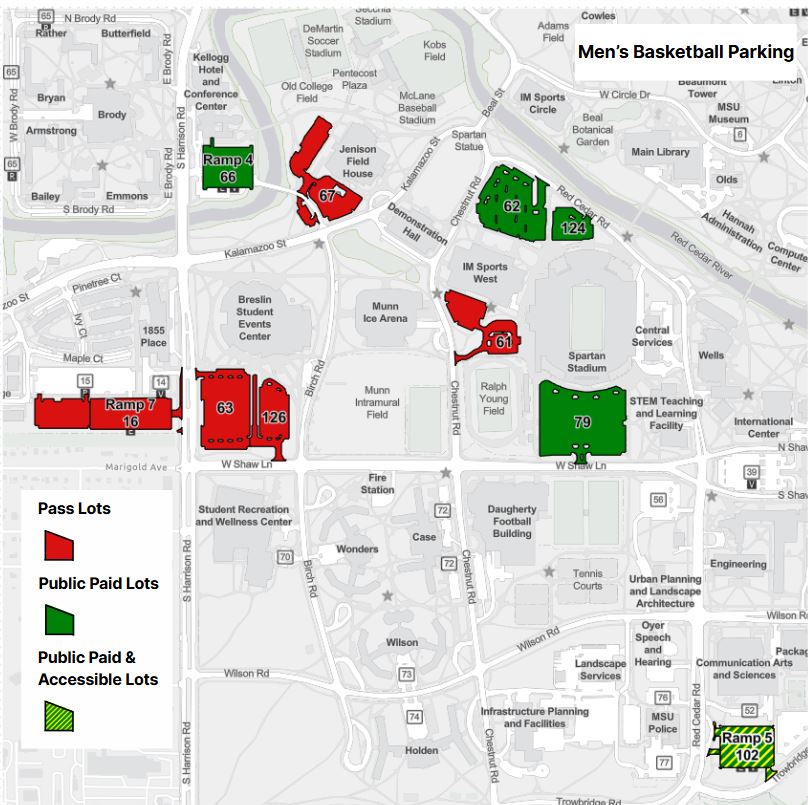 Men's basketball parking map