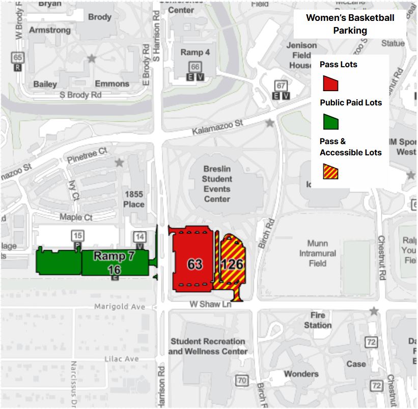 Women's basketball parking map