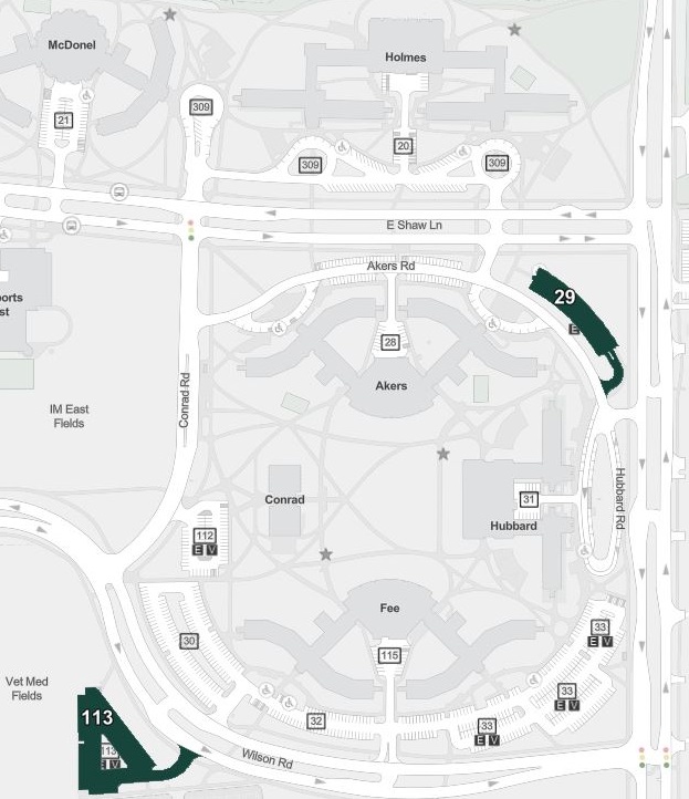 East campus visitor parking lots