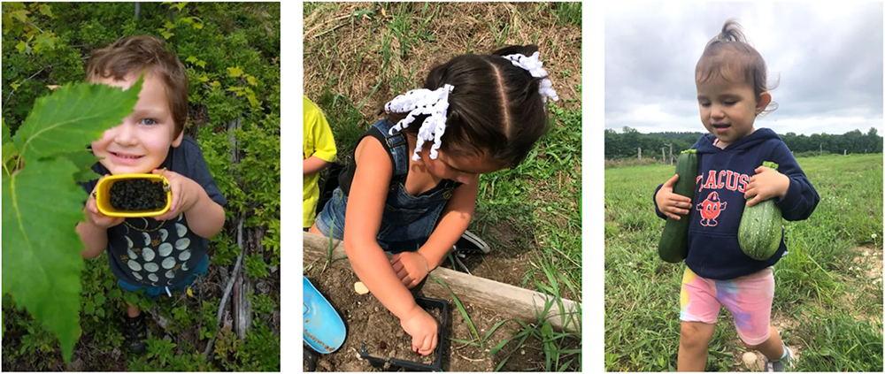 a collage of children playing in a field