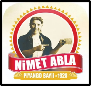 Logo on Nimet Abla’s lottery shop