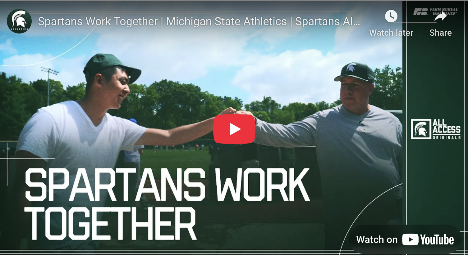 Screenshot of Youtube video of Spartans Work Together