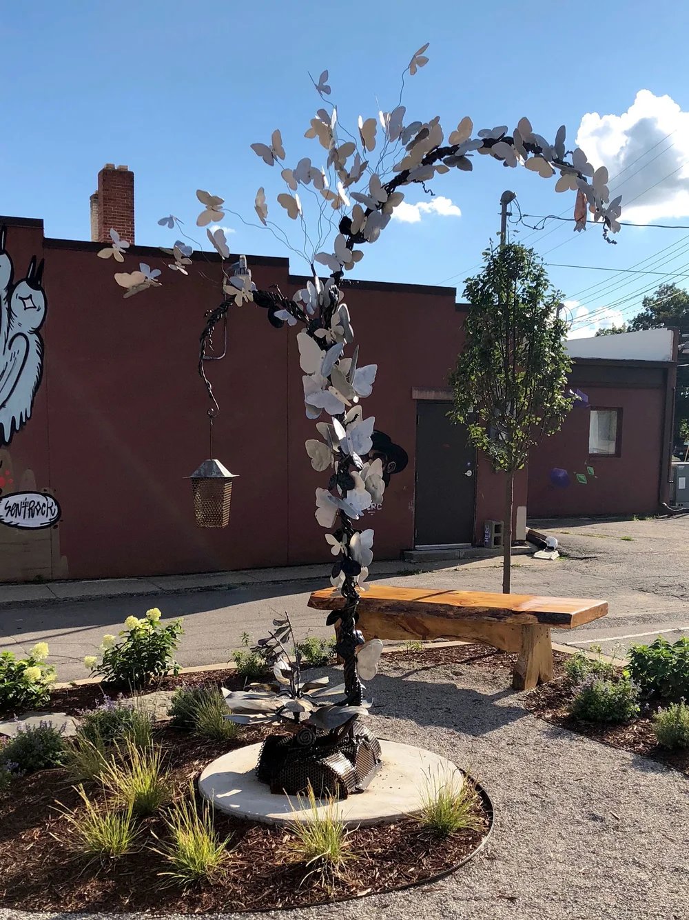 Butterfly metal sculpture. 