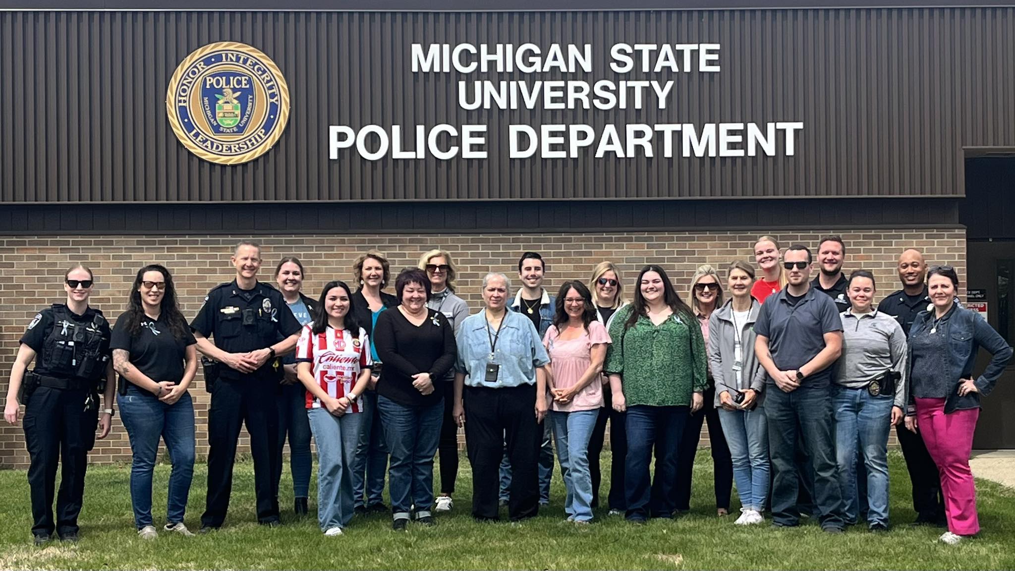 MSU Police Department group photo for denim day 2025