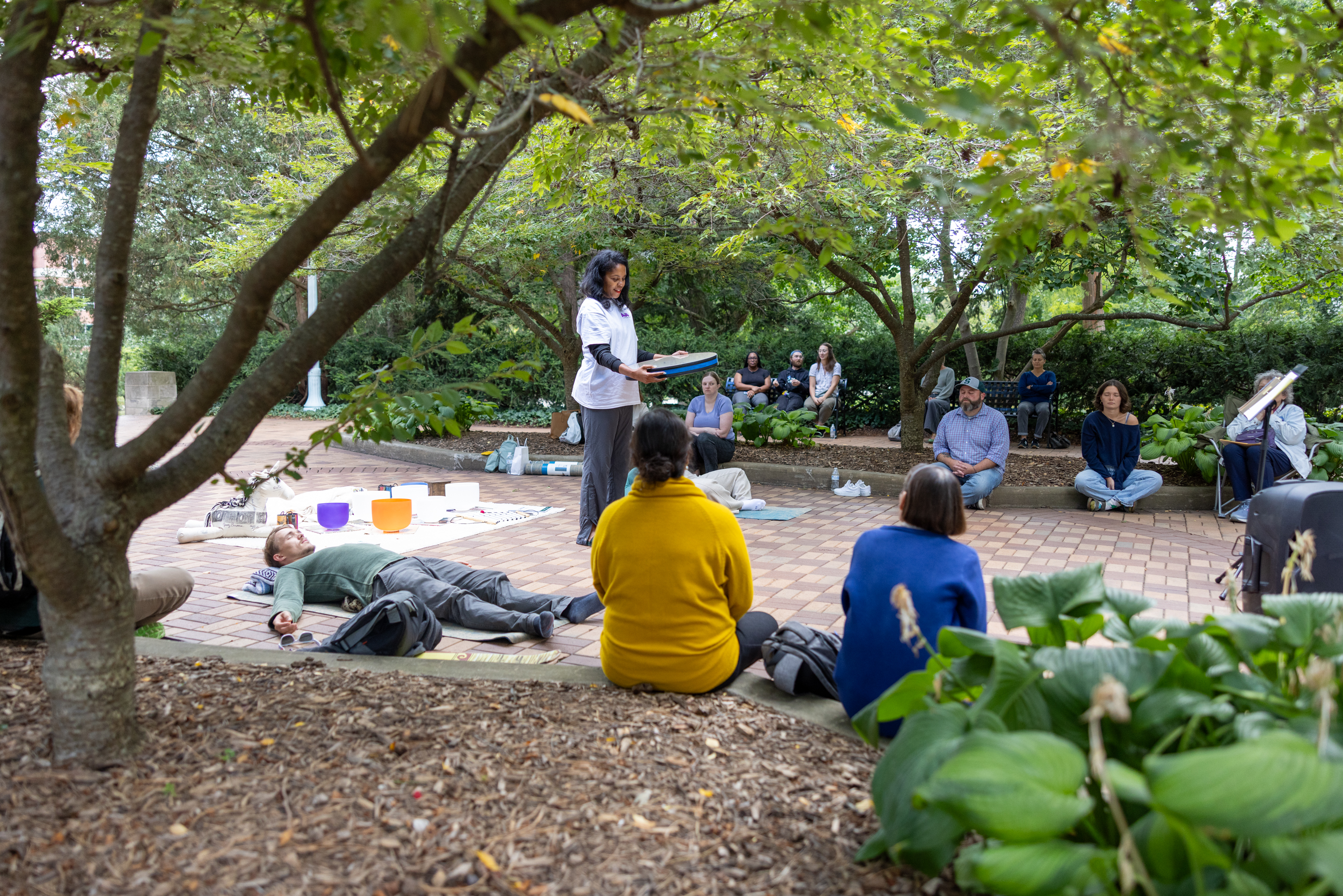 Group of people participating in meditation